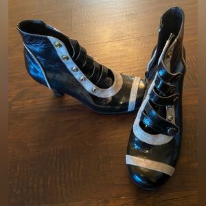Black and Silver Steampunk Heeled Dance Boots